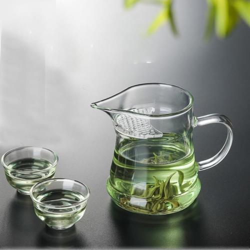 玻璃分茶器玻璃茶具月牙公道杯绿茶专用茶壶泡茶侧把玻璃煮茶壶小