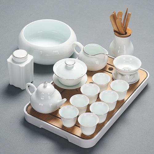 德化茶壶陶瓷家用简约白瓷套装茶杯功夫茶白玉瓷功夫茶具